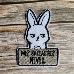Me Sarcastic Never! Y2K Funny Bunny Iron on Patch